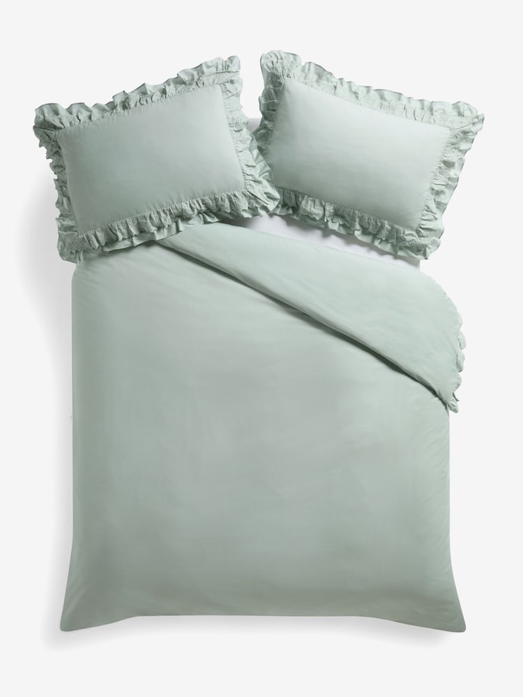 Shabby Chic by Rachel Ashwell® Blue Broderie Anglaise Ruffle Duvet Cover and Pillowcase Set - Image 4 of 4