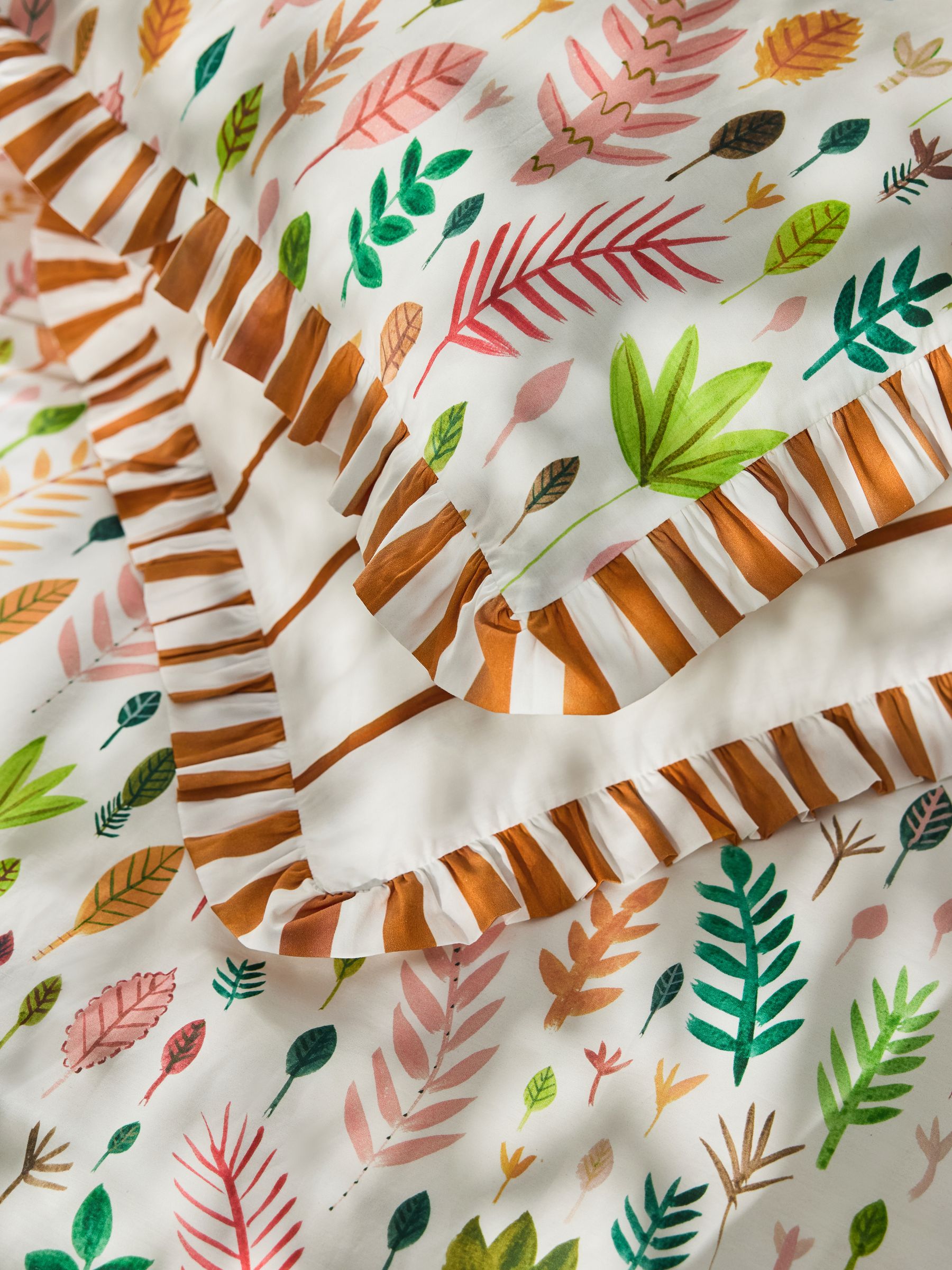 Buy Lucy Tiffney Rust Autumn Leaves Ruffle 180 Thread Count Duvet Cover ...