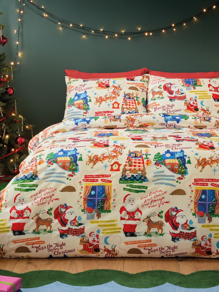 Eleanor Bowmer Night Before Christmas Polycotton Duvet Cover and Pillowcase Set - Image 1 of 3