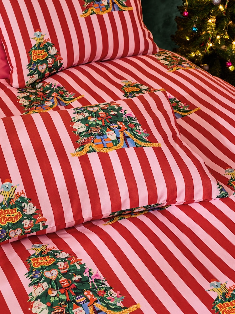 Eleanor Bowmer Christmas Tree Stripe Polycotton Duvet Cover and Pillowcase Set - Image 2 of 3