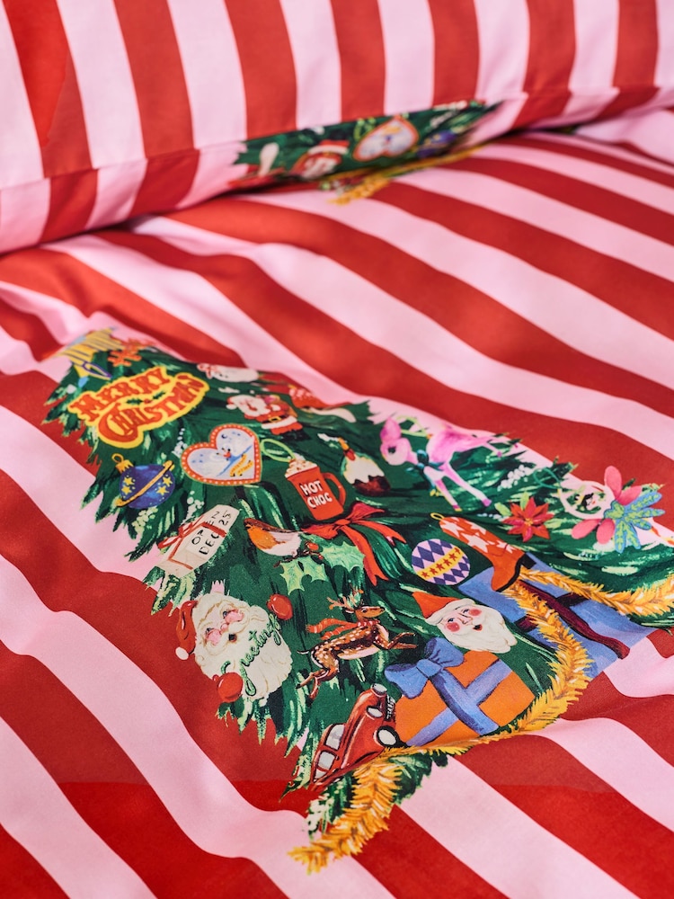 Eleanor Bowmer Christmas Tree Stripe Polycotton Duvet Cover and Pillowcase Set - Image 3 of 3