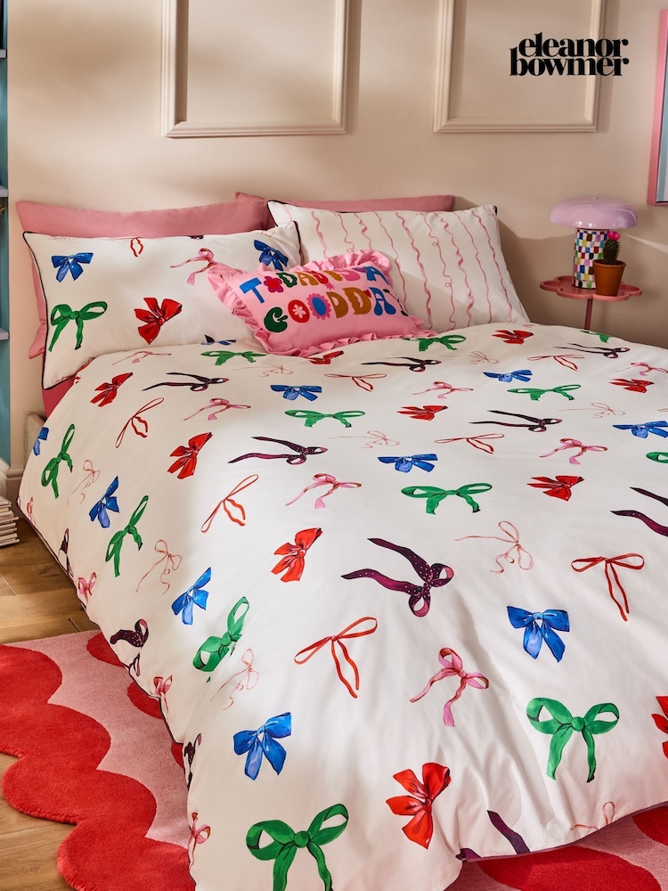 Eleanor Bowmer Christmas Bows and Ribbons 180 Thread Count Duvet Cover and Pillowcase Set - Image 7 of 7