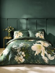 Lipsy Blossom Botanical Green 200 Thread Count Duvet Cover and Pillowcase Set - Image 1 of 7