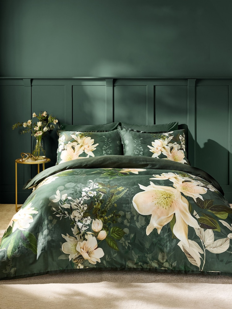 Lipsy Blossom Botanical Green 200 Thread Count Duvet Cover and Pillowcase Set - Image 1 of 7 Lipsy Blossom Botanical Green 200 Thread Count Duvet Cover and Pillowcase Set - Image 1 of 7