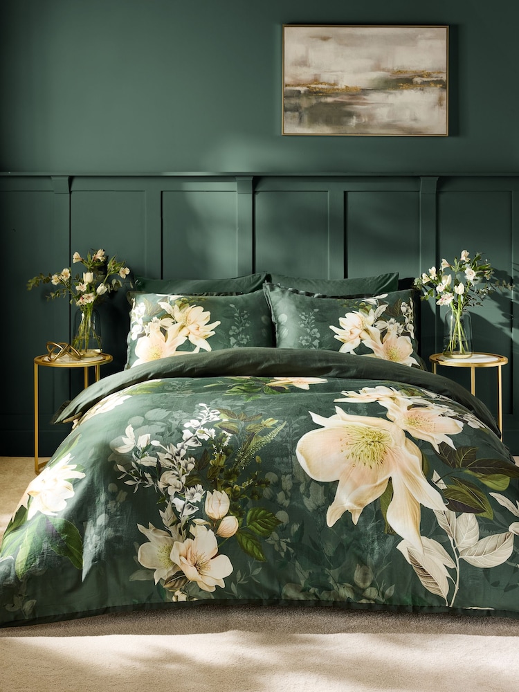 Lipsy Blossom Botanical Green 200 Thread Count Duvet Cover and Pillowcase Set - Image 2 of 7 Lipsy Blossom Botanical Green 200 Thread Count Duvet Cover and Pillowcase Set - Image 2 of 7