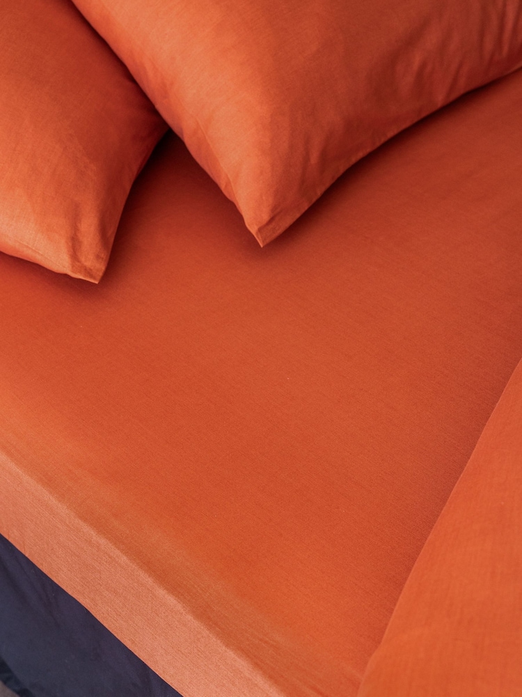 Rockett St George Burnt Brick 180 Thread Count Fitted Sheet - Image 1 of 3