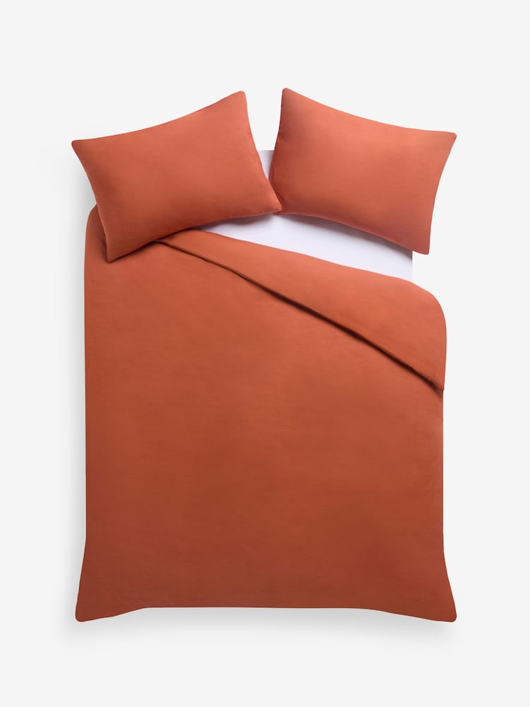 Rockett St George Burnt Brick 180 Thread Count Duvet Cover and Pillowcase Set - Image 1 of 3
