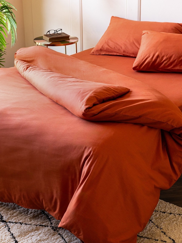 Rockett St George Burnt Brick 180 Thread Count Duvet Cover and Pillowcase Set - Image 1 of 3 Rockett St George Burnt Brick 180 Thread Count Duvet Cover and Pillowcase Set - Image 1 of 3