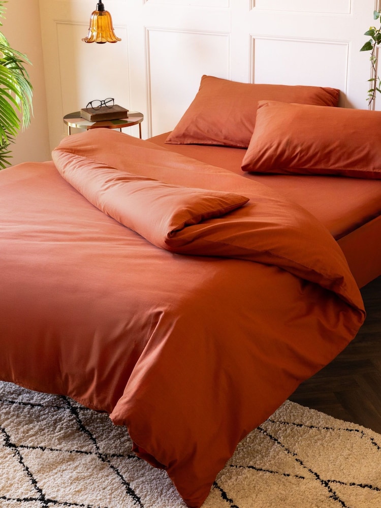Rockett St George Burnt Brick 180 Thread Count Duvet Cover and Pillowcase Set - Image 2 of 3 Rockett St George Burnt Brick 180 Thread Count Duvet Cover and Pillowcase Set - Image 2 of 3