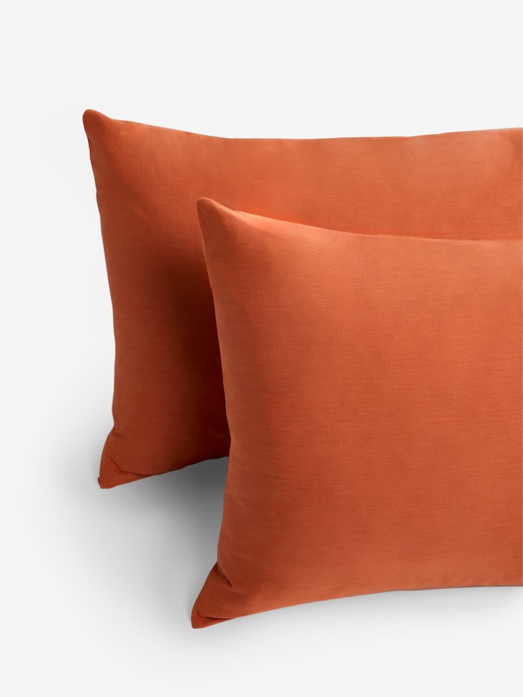 Rockett St George Set of 2 Burnt Brick 180 Thread Count Pillowcases - Image 2 of 6