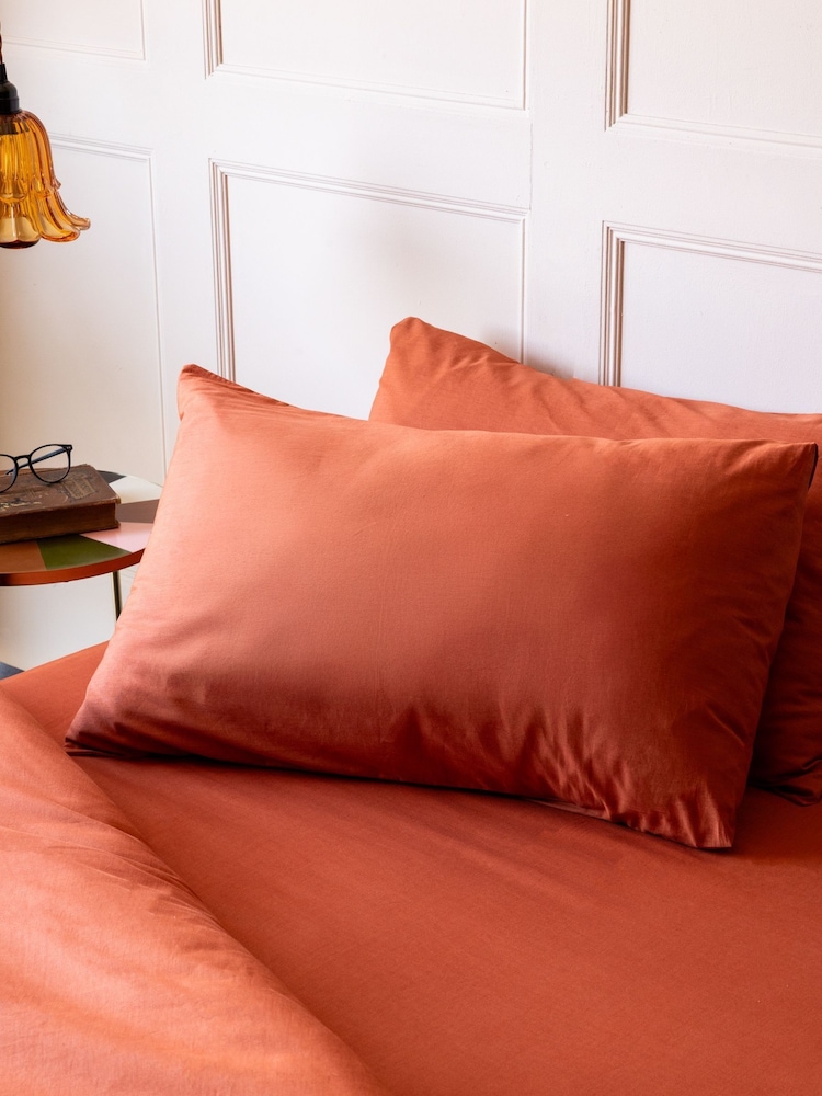 Rockett St George Set of 2 Burnt Brick 180 Thread Count Pillowcases - Image 3 of 3 Rockett St George Set of 2 Burnt Brick 180 Thread Count Pillowcases - Image 3 of 3