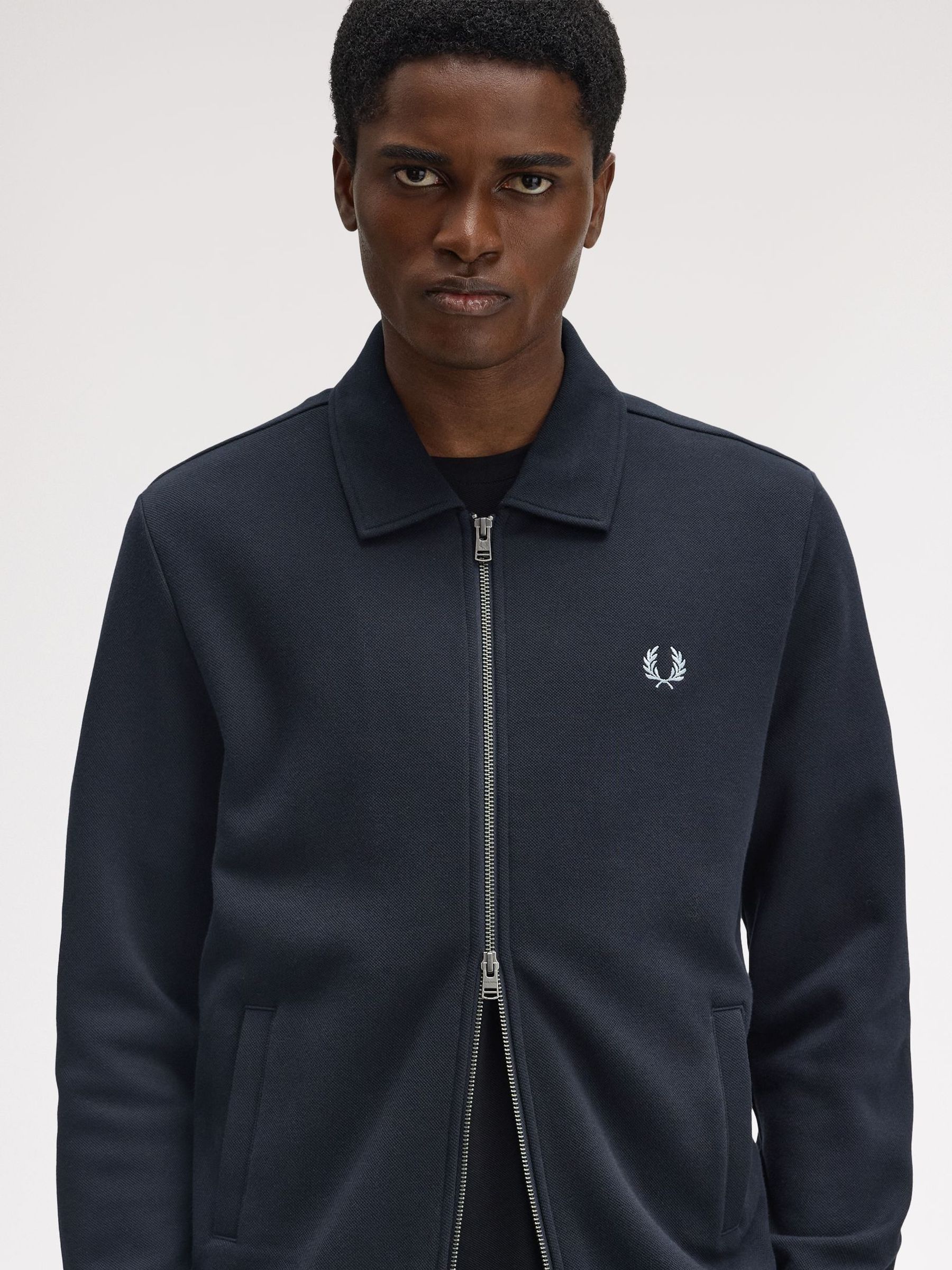 Buy Fred Perry Blue Zip Through Collared Sweatshirt from the Next