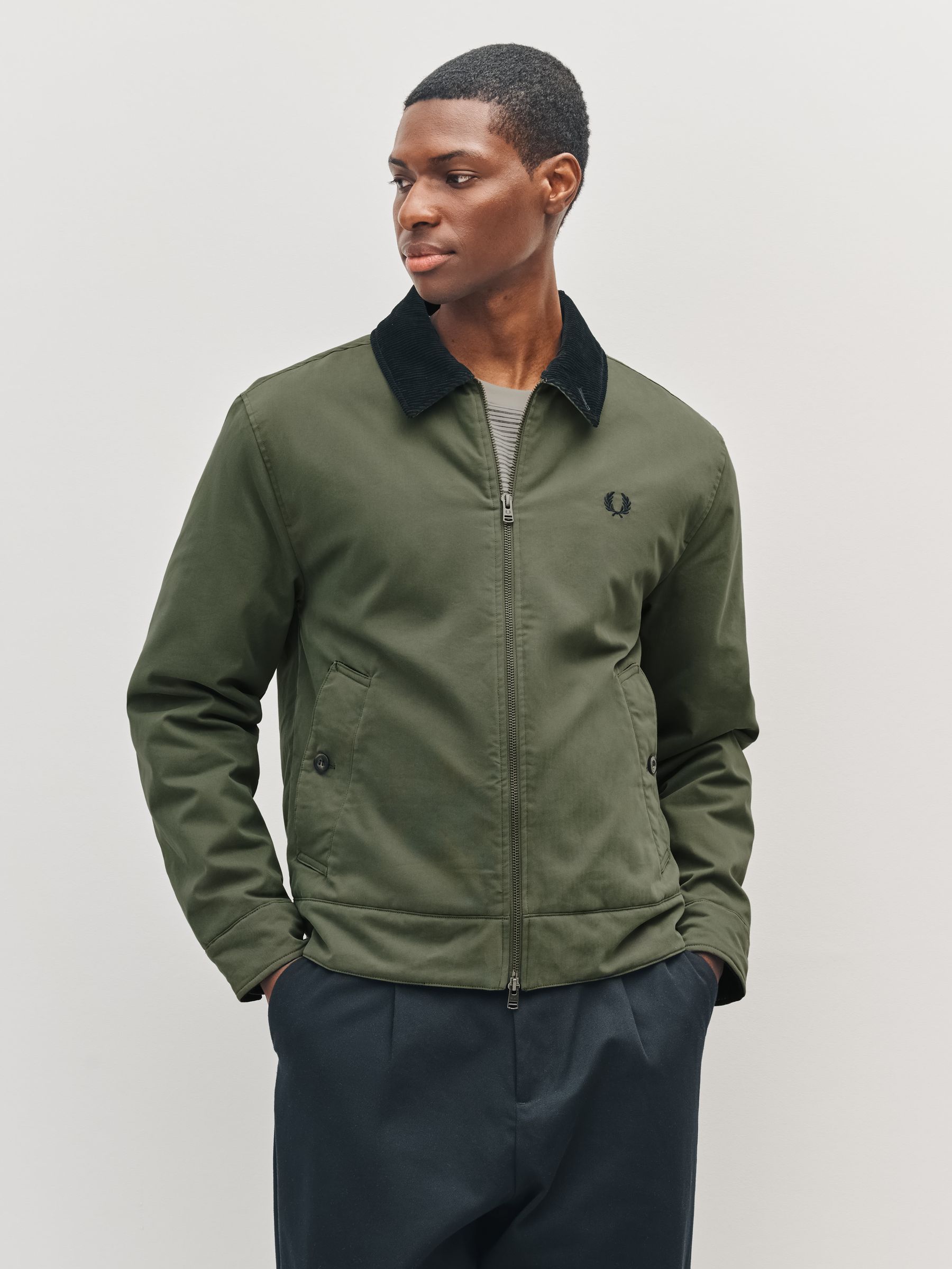 Buy Fred Perry Green Cotton Caban Jacket from Next USA