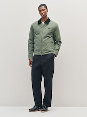 Fred Perry Green Cotton Caban Jacket - Image 2 of 6