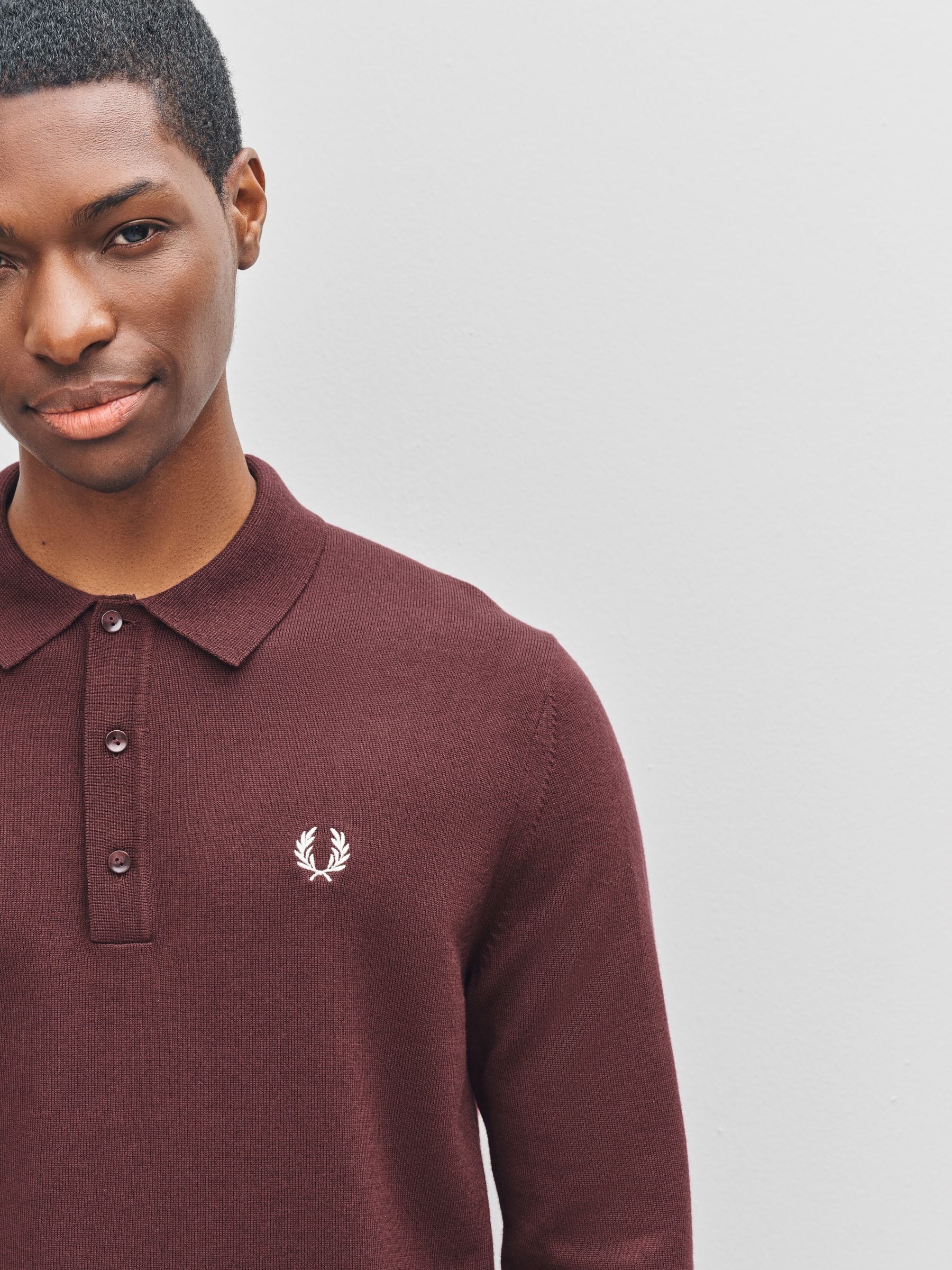 Buy Fred Perry Red Classic Long Sleeve Knitted Shirt from Next USA