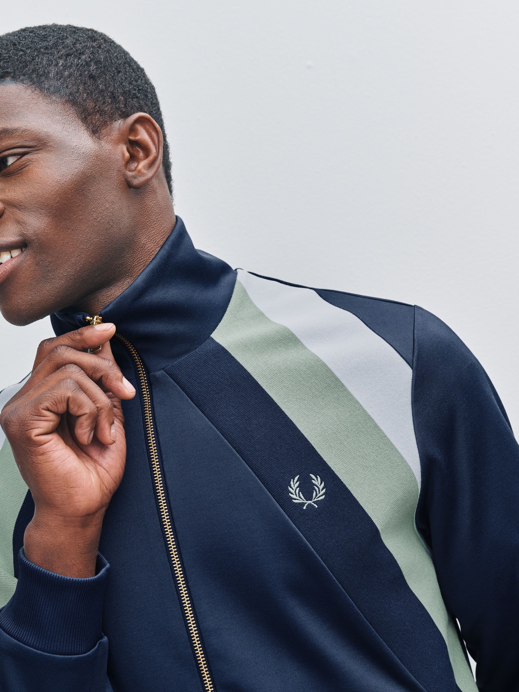Buy Fred Perry Blue Striped Panel Track Jacket from Next USA