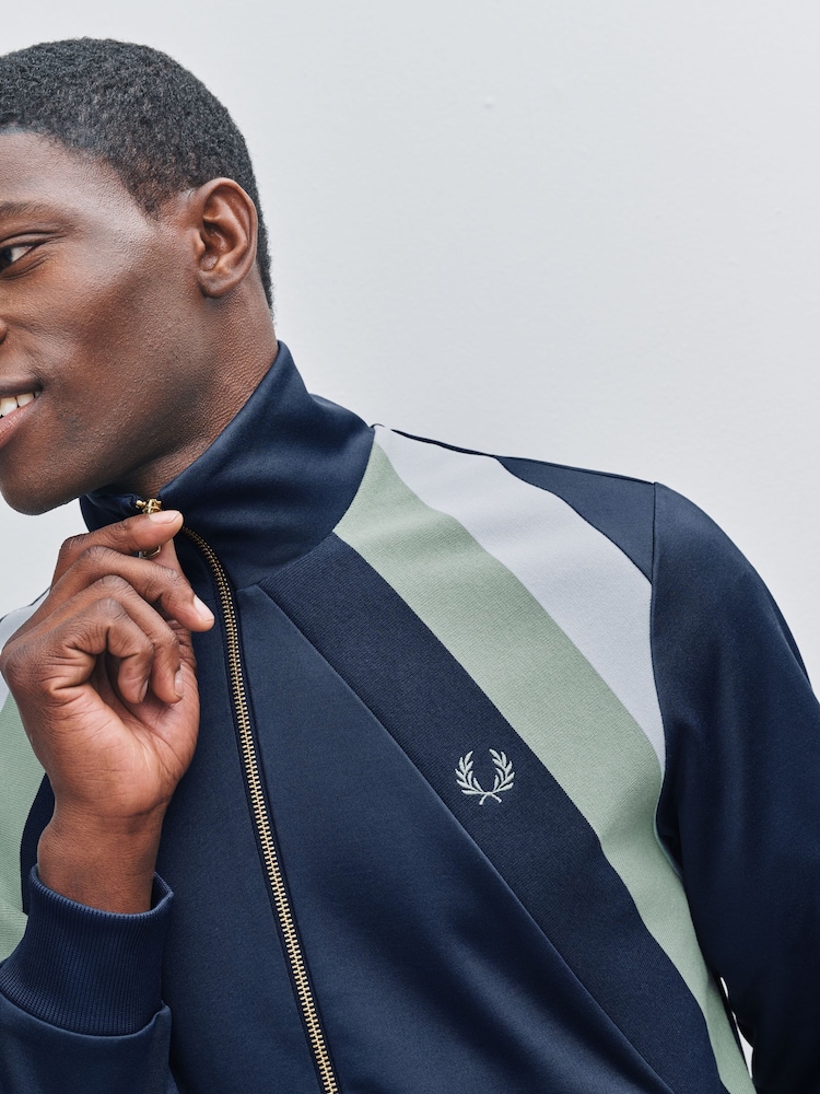 Buy Fred Perry Blue Striped Panel Track Jacket from the Next UK 