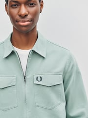 Fred Perry Green Twill Zip Through Overshirt - Image 3 of 6