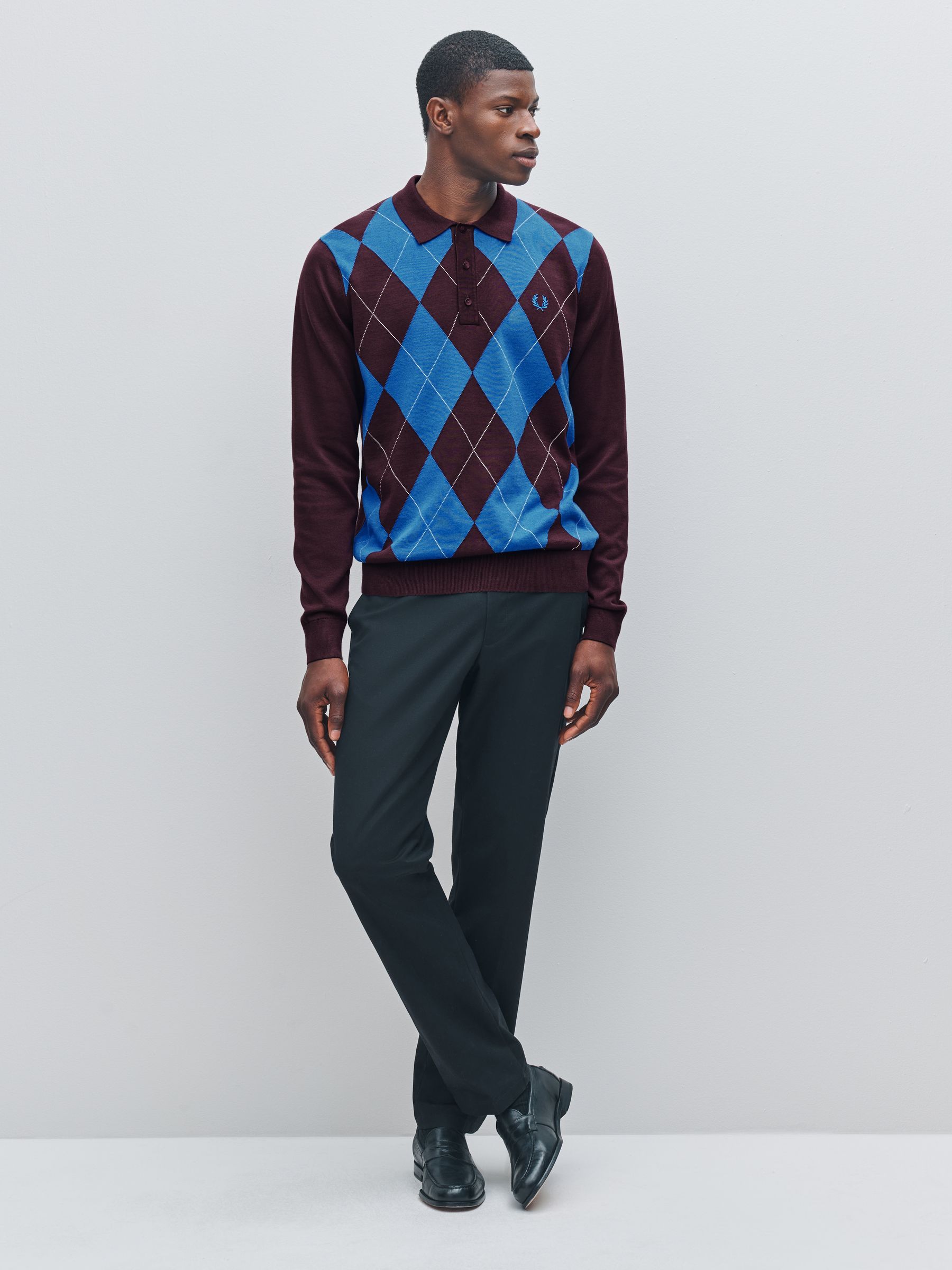 Buy Fred Perry Red Red Argyle Long Sleeve Knitted Shirt from Next