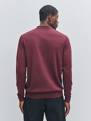 Fred Perry Red Argyle Long Sleeve Knitted Shirt - صورة 3 من 6