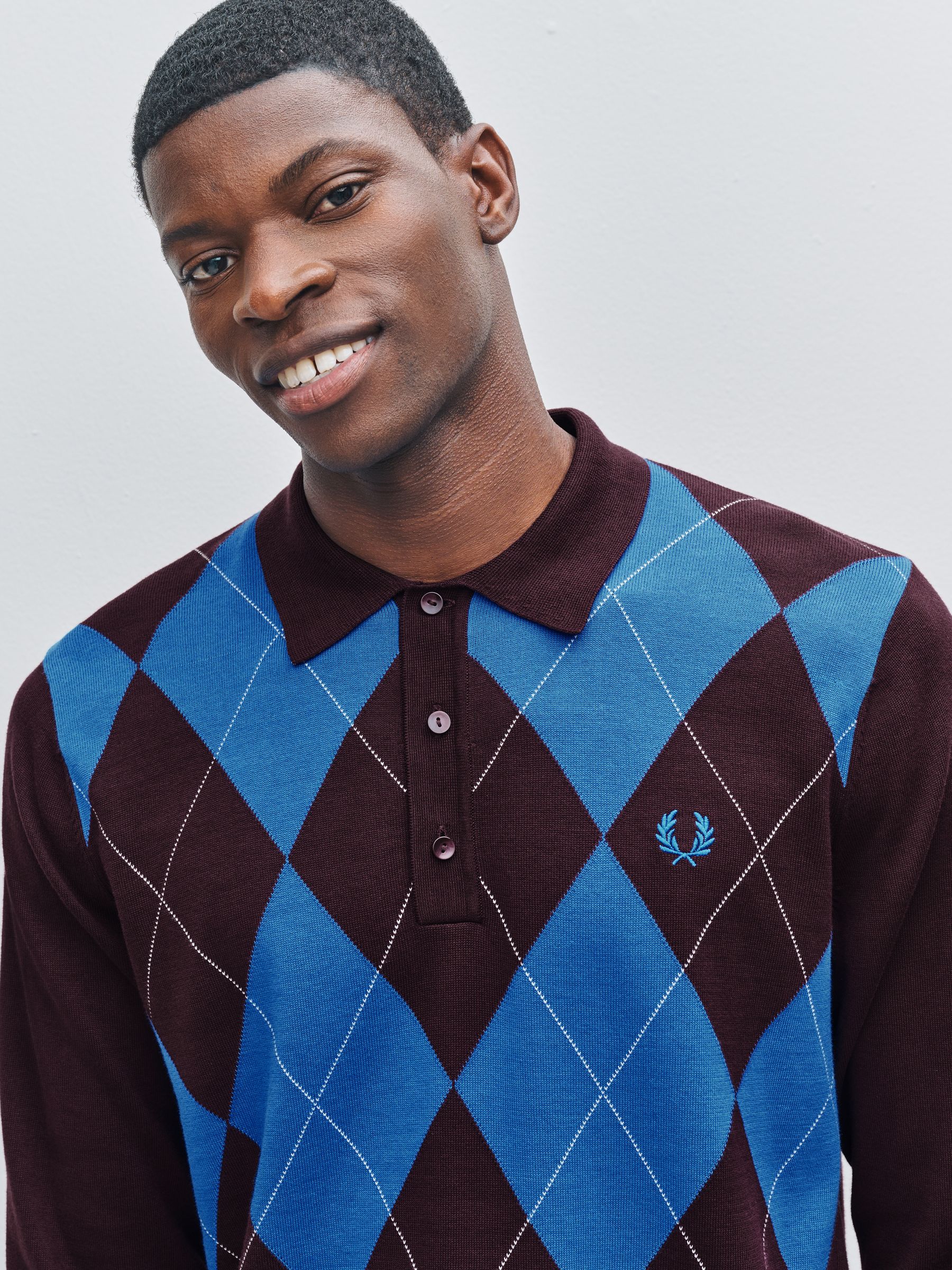 Buy Fred Perry Red Red Argyle Long Sleeve Knitted Shirt from Buy Fred Perry Red Red Argyle Long Sleeve Knitted Shirt from
