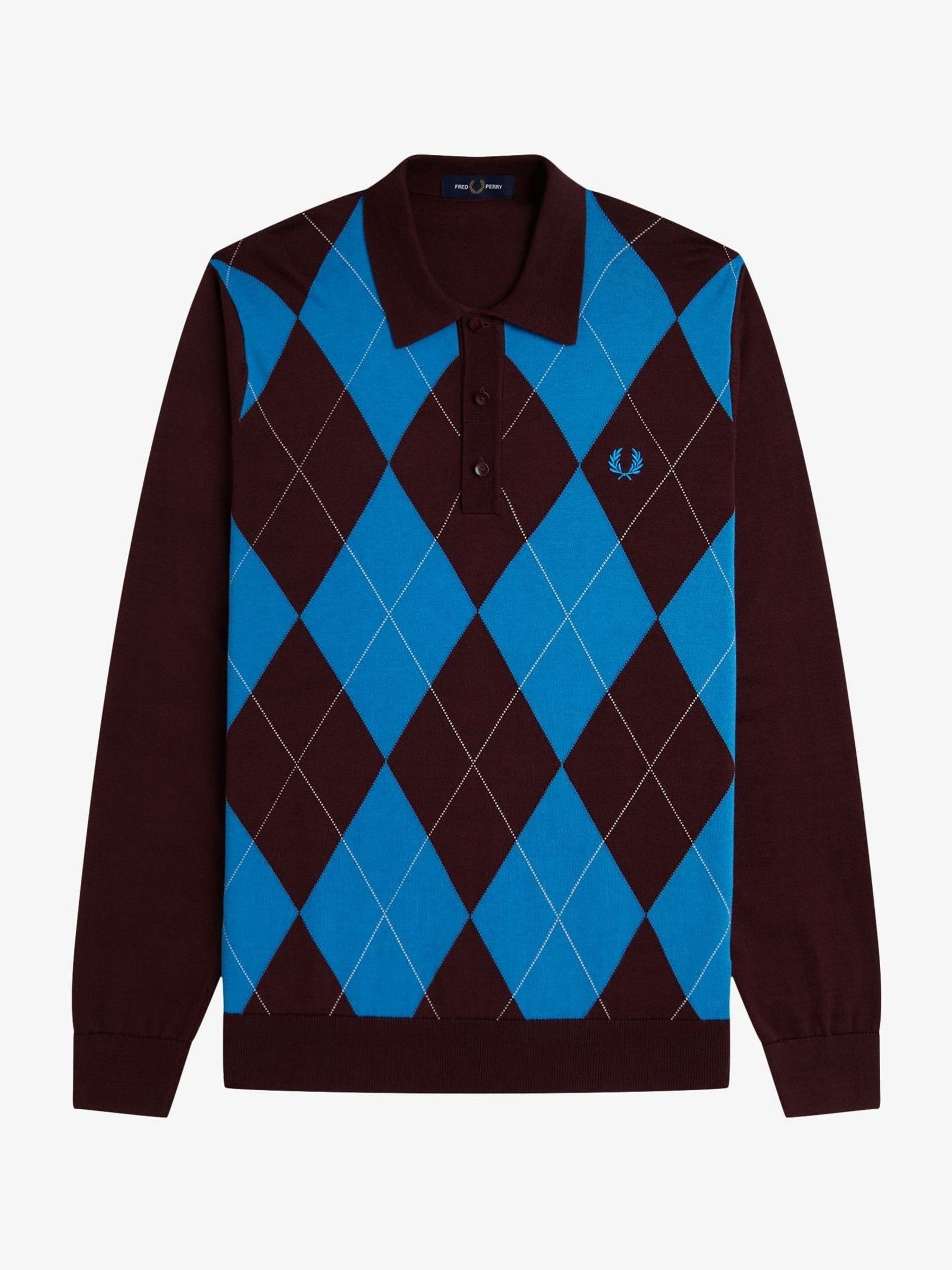 Buy Fred Perry Red Red Argyle Long Sleeve Knitted Shirt from Next USA