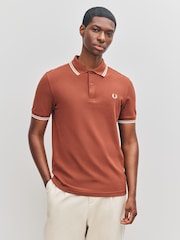 Fred Perry Brown Fred Perry Twin Tipped Brown Polo Shirt - Image 1 of 6