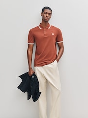 Fred Perry Brown Fred Perry Twin Tipped Brown Polo Shirt - Image 2 of 6