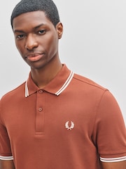 Fred Perry Brown Fred Perry Twin Tipped Brown Polo Shirt - Image 5 of 6