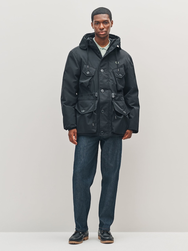 Fred Perry Black Patch Pocket Puffer Jacket - Image 2 of 6