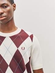 Fred Perry Natural Argyle Knitted T-Shirt - Image 4 of 5