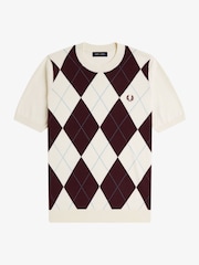 Fred Perry Natural Argyle Knitted T-Shirt - Image 5 of 5