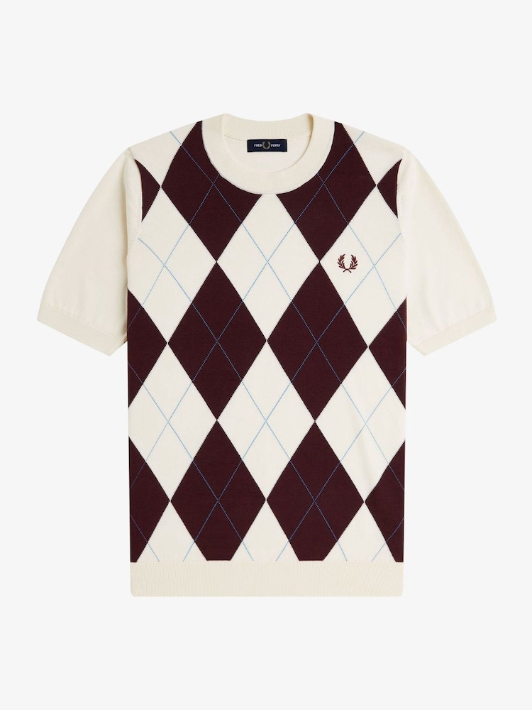 Fred Perry Natural Argyle Knitted T-Shirt - Image 5 of 5