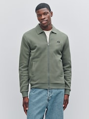 Fred Perry Green Zip Through Collared Sweatshirt - Image 1 of 6