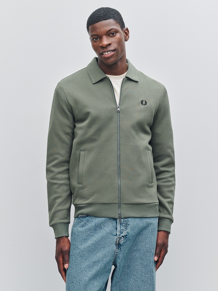 Fred Perry Green Zip Through Collared Sweatshirt - Image 1 of 6