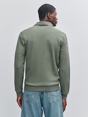 Fred Perry Green Zip Through Collared Sweatshirt - Image 3 of 6