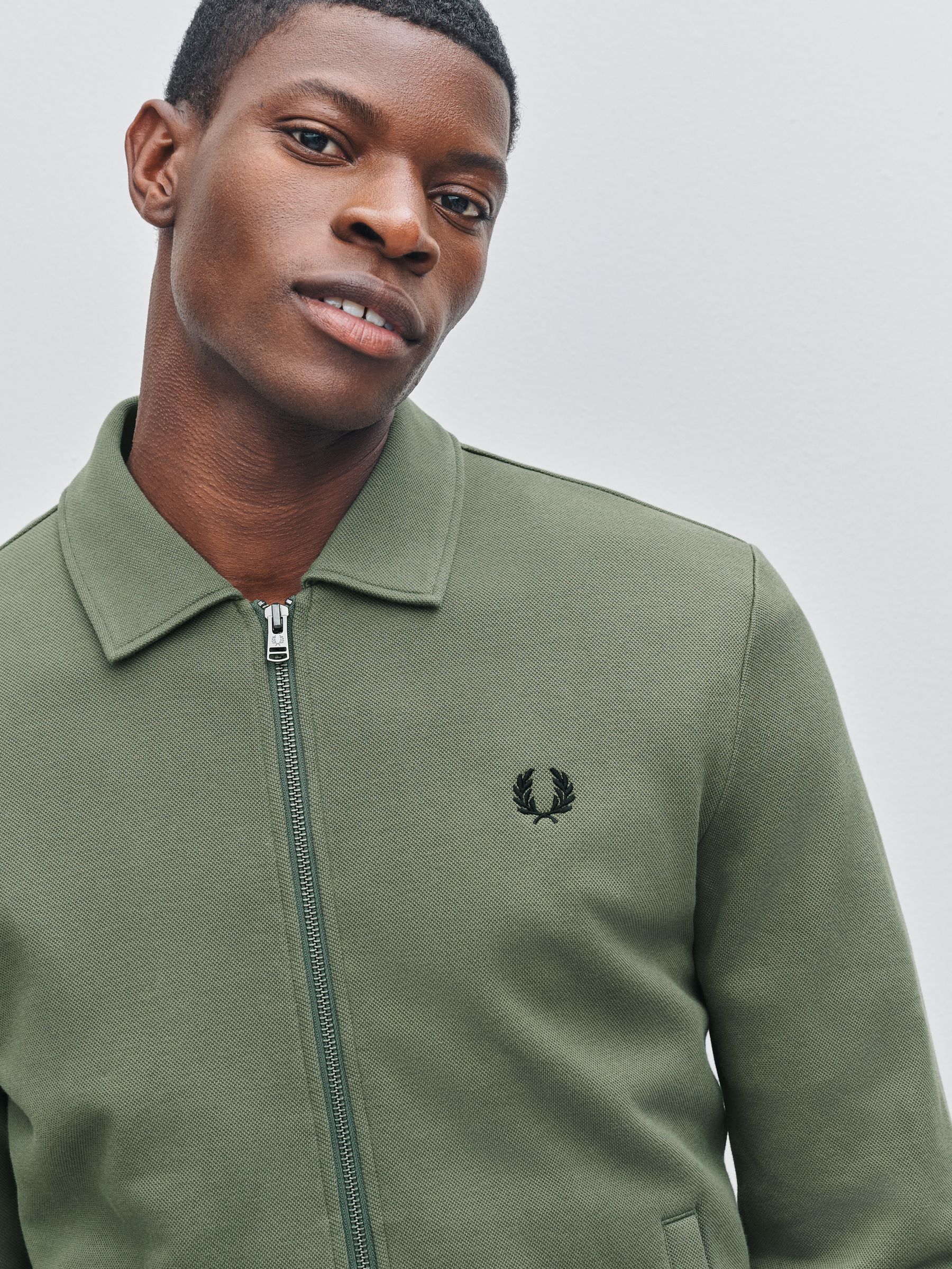 Buy Fred Perry Green Zip Through Collared Sweatshirt from Next USA