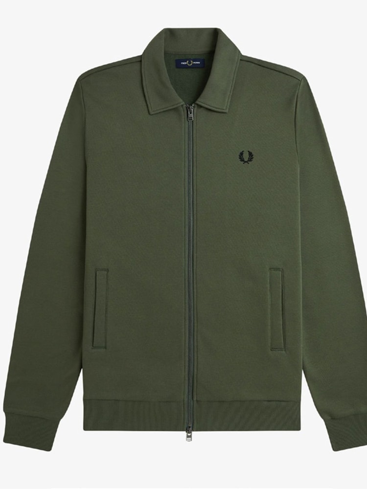 Fred Perry Green Zip Through Collared Sweatshirt - Image 6 of 6