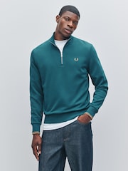 Fred Perry Blue Half Zip Sweatshirt - Image 1 of 5