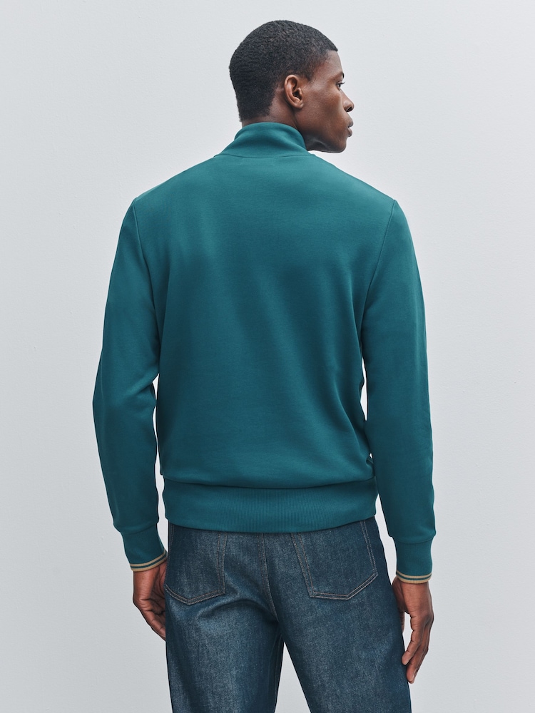 Fred Perry Blue Half Zip Sweatshirt - Image 2 of 5