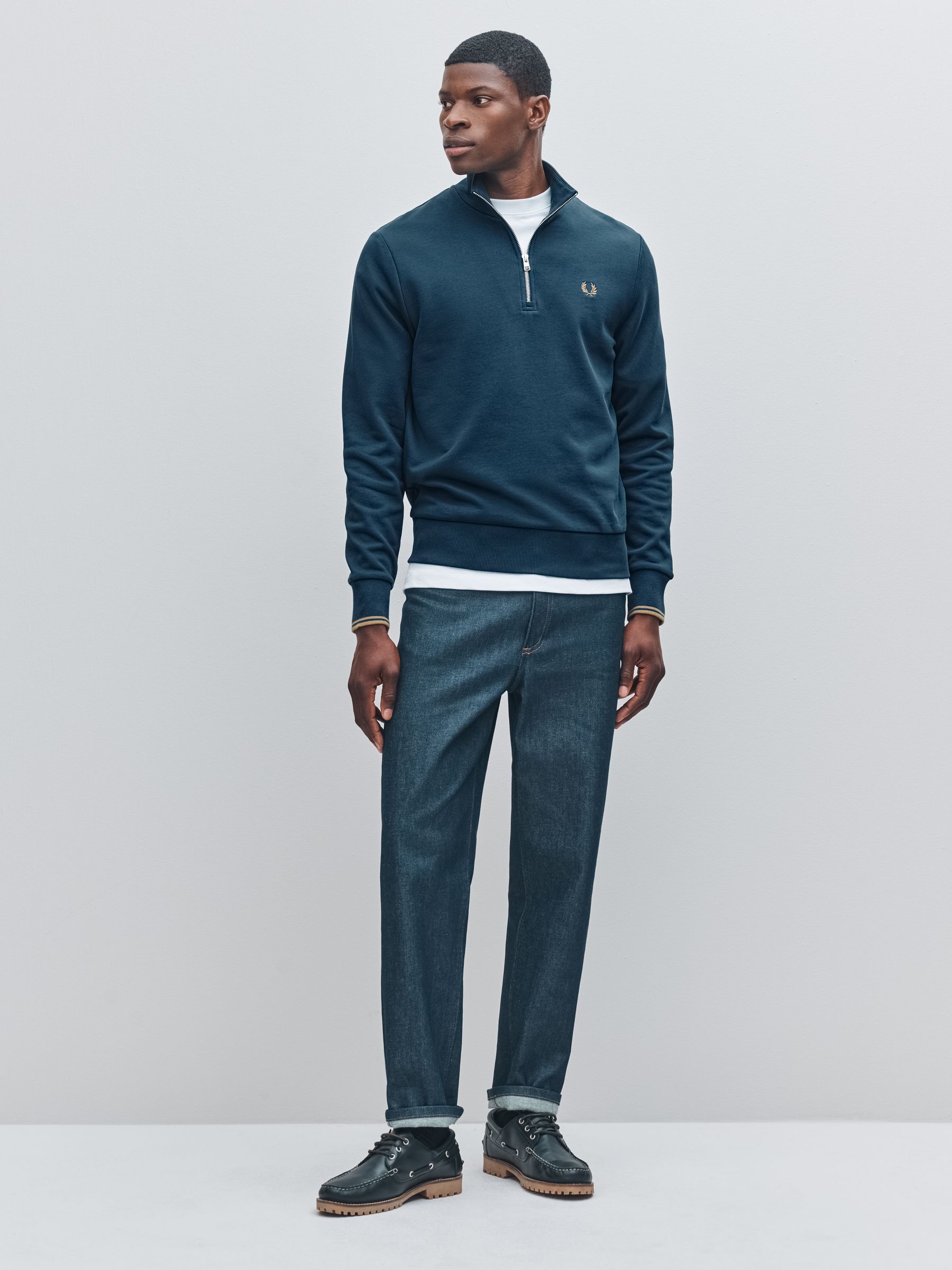 Buy Fred Perry Blue Half Zip Sweatshirt from Next Luxembourg