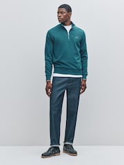 Fred Perry Blue Half Zip Sweatshirt - Image 3 of 5