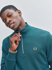 Fred Perry Blue Half Zip Sweatshirt - Image 4 of 5