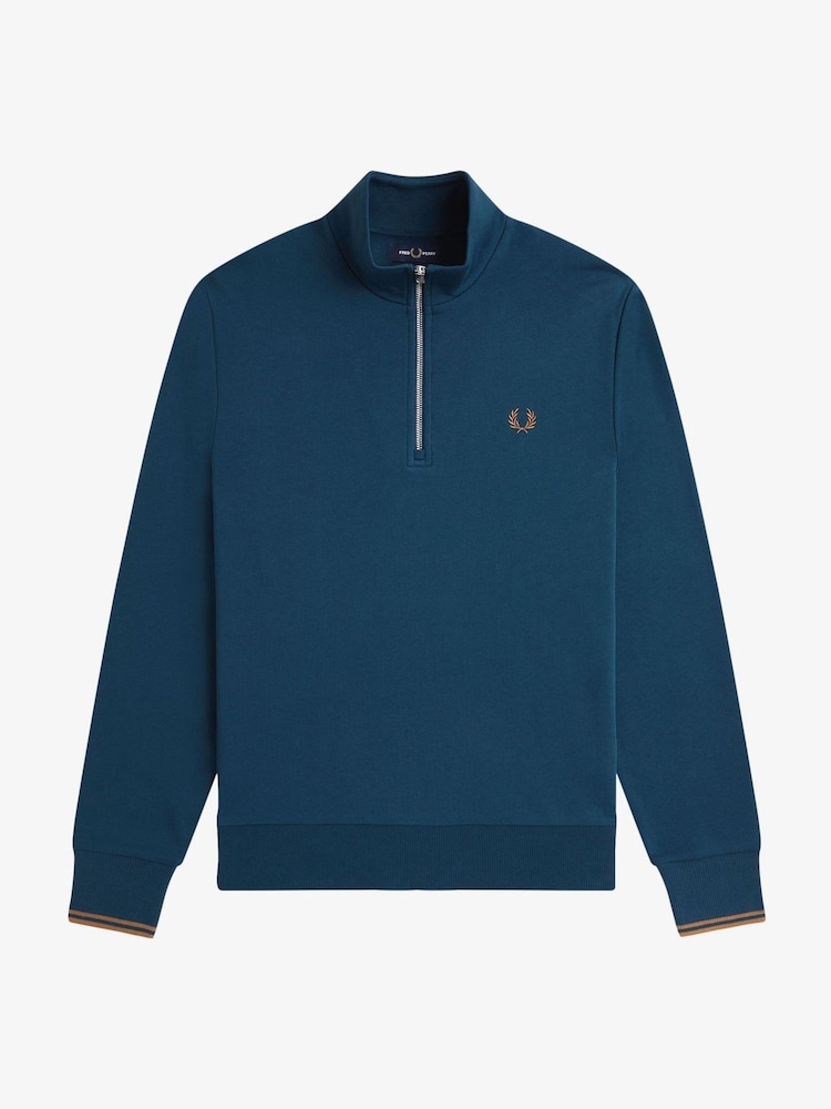 Fred Perry Blue Half Zip Sweatshirt - Image 5 of 5