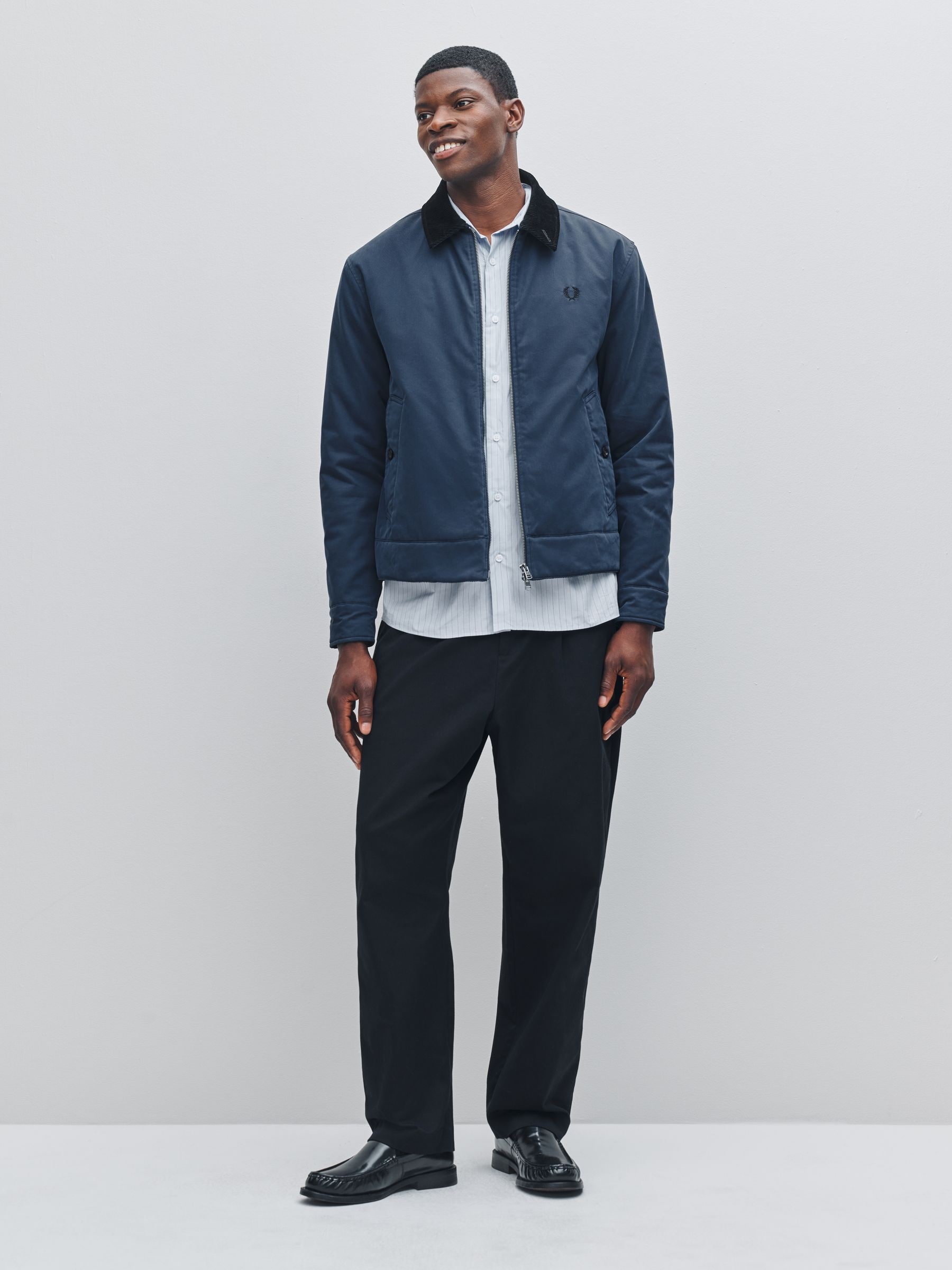 Buy Fred Perry Blue Cotton Caban Jacket from Next USA