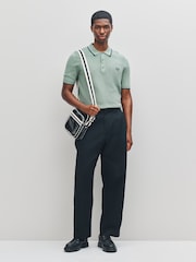 Fred Perry Green Pique Stitch Knitted Shirt - Image 2 of 7