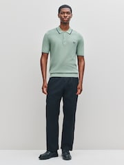 Fred Perry Green Pique Stitch Knitted Shirt - Image 3 of 7