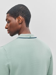 Fred Perry Green Pique Stitch Knitted Shirt - Image 5 of 7