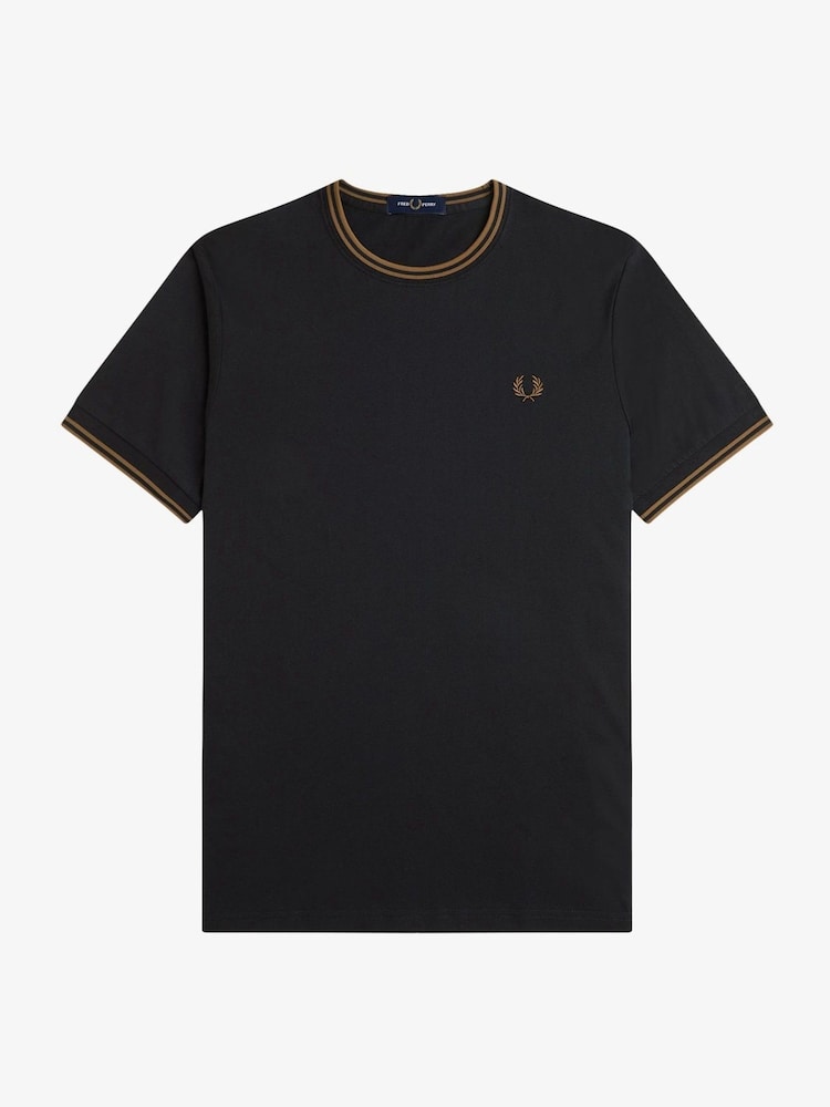 črna - Majica s kratkimi rokavi in obrobo Fred Perry - Slika 5 iz 5