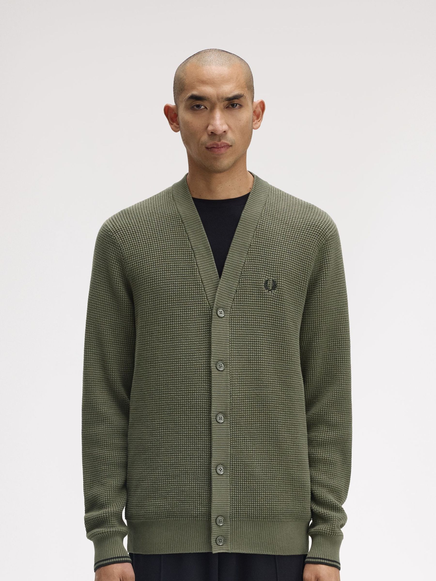 Buy Fred Perry Green Waffle Stitch Cardigan from Next France